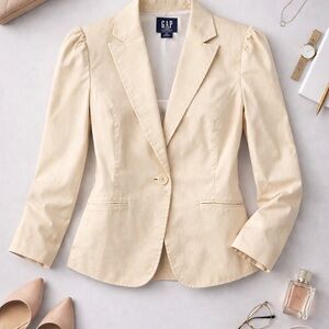GAP Cream Puff Sleeve Single Button Blazer Jacket